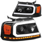 2004-2008 Ford F-150 LED DRL Projector Headlights Black Housing