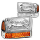 99-04 Ford F-250/F-350 LED DRL Headlights Chrome Housing Amber Corner