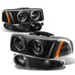 01-07 GMC Sierra/Yukon Denali LED Halo Projector Headlights Black