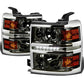 14-16 Chevrolet Silverado LED Projector Headlights Smoke Housing