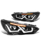 15-17 Ford Focus LED Dual Halo Projector Headlights - Black Housing