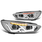 2015-2017 Ford Focus LED Dual Halo Projector Headlights Chrome