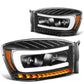 06-09 Dodge Ram LED DRL Projector Headlights Black/Amber