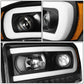 06-09 Dodge Ram LED DRL Projector Headlights Black/Amber