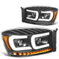 06-09 Dodge Ram Projector Headlights w/ LED DRL Black Housing