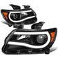 15-20 Chevrolet Colorado LED U-Tube DRL Projector Headlights Black