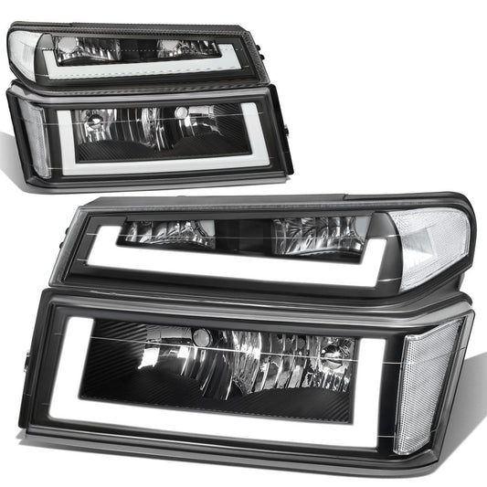 04-12 Chevrolet Colorado LED DRL Headlights Black Housing Clear Corner
