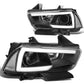 2011-2014 Dodge Charger LED DRL Projector Headlights - Black Housing