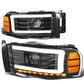2002-2005 Dodge Ram LED DRL Projector Headlights Black Housing