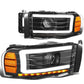 2002-2005 Dodge Ram LED DRL Projector Headlights Black Housing