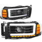 2002-2005 Dodge Ram LED DRL Projector Headlights Black Housing