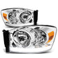 06-09 Dodge Ram LED DRL Chrome Headlights - Amber Corner H13