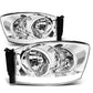 06-09 Dodge Ram LED DRL Chrome Headlights - Clear Corner H13