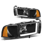94-02 Dodge Ram LED DRL Headlights - Black Housing Amber Corner