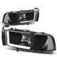 94-02 Dodge Ram LED DRL Headlights - Black Housing Clear Corner