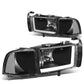 94-02 Dodge Ram LED DRL Headlights - Black Housing Clear Corner