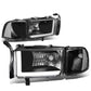 94-02 Dodge Ram LED DRL Headlights - Black Housing Clear Corner