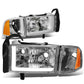 94-02 Dodge Ram LED DRL Headlights Chrome Housing Amber Corner