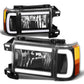 87-91 Ford Bronco F-150 F-250 F-350 LED DRL Headlights Black Housing