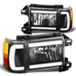 87-91 Ford Bronco F-150 F-250 F-350 LED DRL Headlights Black Housing