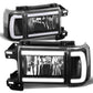 87-91 Ford Bronco F-150 F-250 F-350 LED DRL Headlights Black Housing