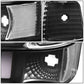 92-96 Ford F-150 F-250 F-350 Bronco Dual LED DRL Headlights Black