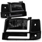 92-96 Ford F-150 F-250 F-350 Bronco Dual LED DRL Headlights Black