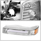 92-96 Ford F-150 F-250 F-350 Bronco Dual LED DRL Headlights Chrome