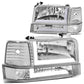 92-96 Ford F-150 F-250 F-350 Bronco Dual LED DRL Headlights Chrome
