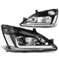 2003-2007 Honda Accord LED DRL Headlights - Black Housing Clear Corner