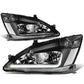 2003-2007 Honda Accord LED DRL Headlights - Black Housing Clear Corner