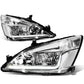 03-07 Honda Accord LED DRL Headlights Chrome Housing Clear Corner