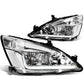 03-07 Honda Accord LED DRL Headlights Chrome Housing Clear Corner