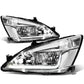 03-07 Honda Accord LED DRL Headlights Chrome Housing Clear Corner