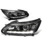 2013-2015 Honda Accord LED DRL Projector Headlights Black Housing