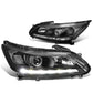 2013-2015 Honda Accord LED DRL Projector Headlights Black Housing