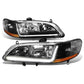 98-02 Honda Accord LED DRL Headlights - Black Housing / Amber Corner