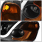 01-03 Honda Civic LED DRL Projector Headlights Black Housing