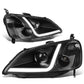 01-03 Honda Civic LED DRL Projector Headlights Black Housing