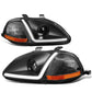 96-98 Honda Civic LED DRL Projector Headlights Black Housing