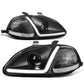 96-98 Honda Civic LED DRL Projector Headlights Black Housing