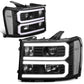 2007-2014 GMC Sierra Dual U-Bar LED DRL Headlights Black Housing