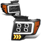 09-14 Ford F-150 Projector LED DRL Halo Headlights Black Housing