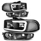 00-07 GMC Yukon Sierra LED DRL Headlights Black Housing Clear Corner