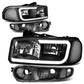 00-07 GMC Yukon Sierra LED DRL Headlights Black Housing Clear Corner