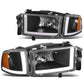 94-02 Dodge Ram LED DRL Headlights - Black Housing Amber Corner