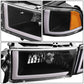 94-02 Dodge Ram LED DRL Headlights - Black Housing Amber Corner