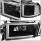 94-02 Dodge Ram LED DRL Headlights Black Housing Clear Corner