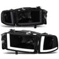 94-02 Dodge Ram LED DRL Headlights - Black Housing Smoke Lens