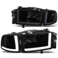 94-02 Dodge Ram LED DRL Headlights - Black Housing Smoke Lens